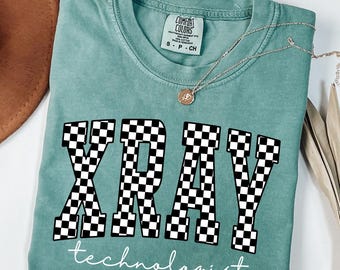 Comfort Colors®, Checkered Xray Tech Shirt, X-Ray Technologist Shirt, Radiology Grad Gift, Medical Imaging Tech Week Gift, Xray Tech Shirt,