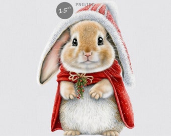 Christmas bunny clipart, Christmas clipart,  Baby bunny clipart, Animals clipart, Cute bunny clipart, Watercolor clipart