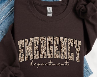 Leopard Emergency Department Sweatshirt, Er Nurse Sweatshirt, Emergency Nurse Gift, Nurse Sweatshirt, Gift For Er Nurse,