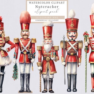 Christmas nutcracker clipart, Christmas clip art, Nutcracker clip art, Winter clip art, Watercolor clip art,