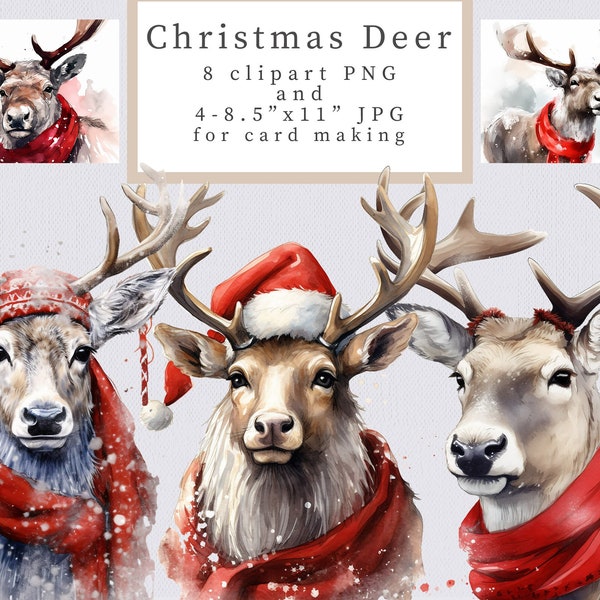 Christmas deer clipart, Christmas clipart, Deer clipart, Christmas png, Holiday clipart, Animals clipart, Christmas junk journal,Card making
