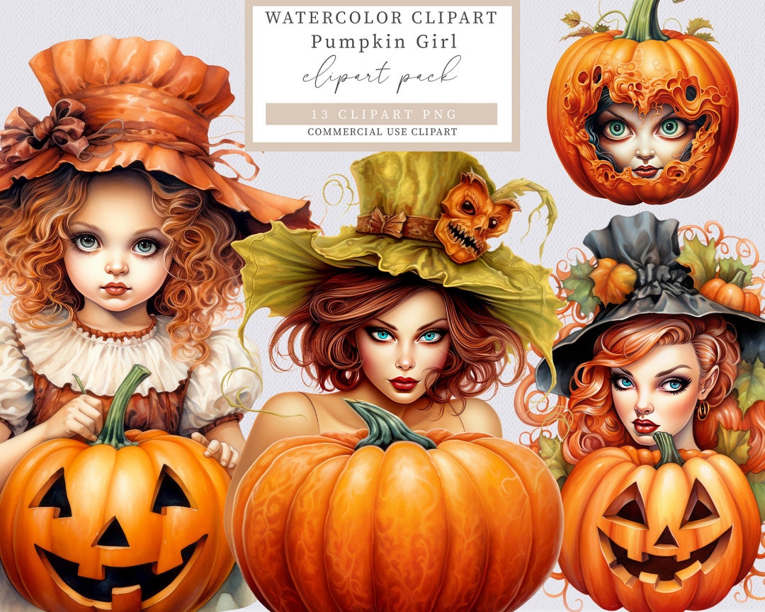 Pumpkin Girl Clipart Girl Clipart Pumpkin Clip Art - Etsy