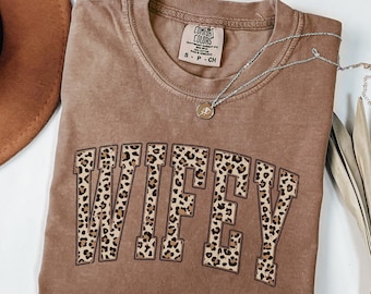 Comfort Colors®  Leopard Wifey T-Shirt, Bride Shirt, Bridal Shower Gift, Honeymoon Vibes, Wifey T-Shirt, Bride Groom, Honeymoon T-shirt.