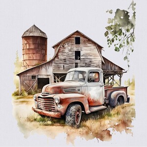 Vintage Farm Truck Clipart, Farm Truck Clipart, Truck Clipart, Vintage ...