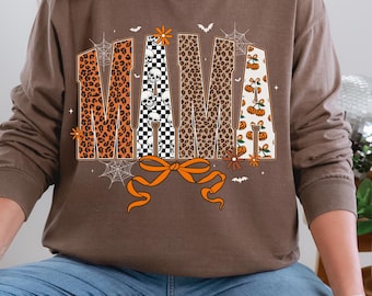Comfort Colors®, Halloween Long Sleeve Shirt, Mama Shirt, Halloween Mama Shirt, Fall Shirt, Autumn Shirt, Gift For Mama, Halloween Mom Shirt