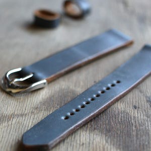 Gray dyed handmade leather watch strap,watch band,18 mm