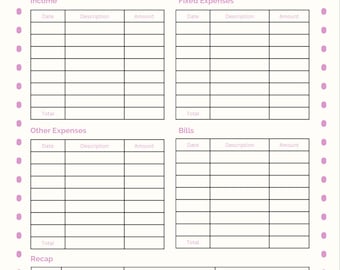 Monthly budget worksheet