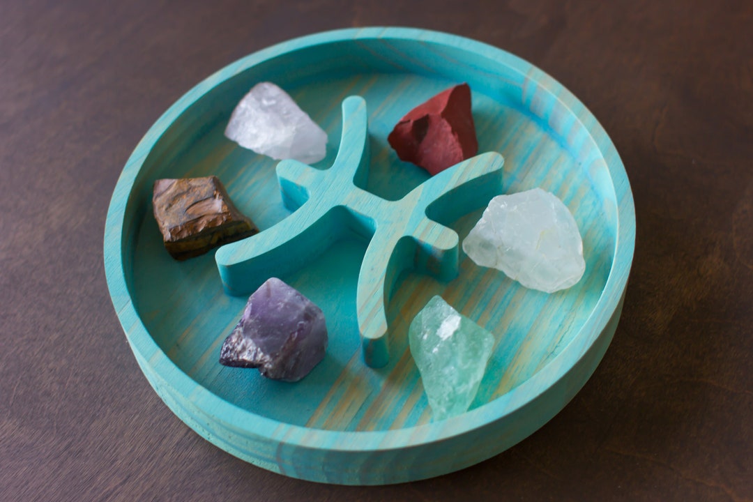 Pisces Crystal Tray Wooden Crystal Tray Pisces Crystal Etsy