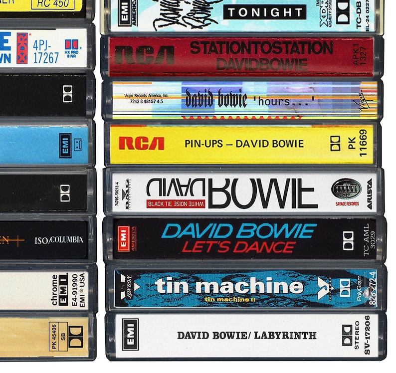 Bowie Fan Singles Albums /& Rarities. Gift Original Cassette Poster Fine Art Print David Bowie
