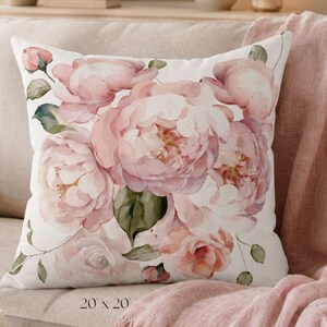 Blush Peony Cushion Pink Floral Throw Pillow Romantic Botanical Sofa Accent Pillow Elegant Feminine Bedroom Garden Inspired Home Decor
