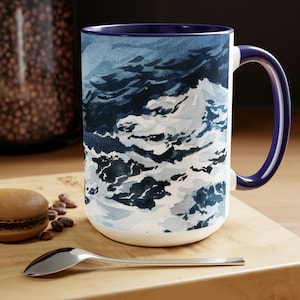 Ocean Waves Coffee Mug Blue Seas Mug Blue Accent Mug Beach Home Decor Surf Mug Gift for Beach Lover Summer Mug Nautical Gift for Sailor 15oz