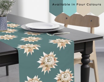 Boho King Protea Table Runner Gift for South African Protea Autumn Table Linen Floral Home Decor Notanical Rustic Farmhouse Decor Blue Khaki