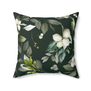 Mistletoe Cushion COVER, Square Pillow Case, Winter Home Decor, Seasonal Decorative Throw Pillow Cover, Green Mistletoe Throw Pillow Cover