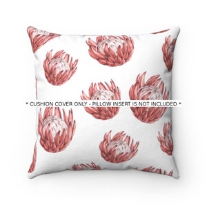 King Protea Cushion COVER, Square Pillow Case, South African Protea Farmhouse Home Decor, Boho Floral Throw Pillow Cover, Mothers Day Gift