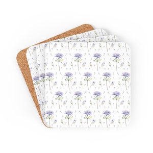 Agapanthus Coaster Set (4) Coffee Table Decor Housewarming Gift for South African Purple African Lily Coasters SAFFA Floral Coffee Bar Decor