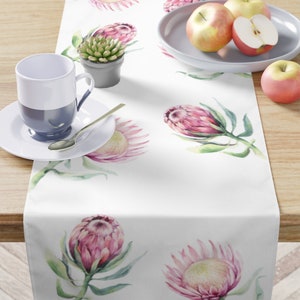 Pink Protea Table Runner Tropical Floral Table Linens South African Protea Decor Floral Home Decor Housewarming Gift S African Gift for Her