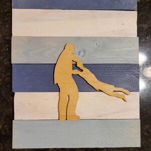Daddy and son | Father and little boy | Boy Dad | Handmade | Blue | Gray | Rustic | Farmhouse | Wood Wall Decor |  Personalization Available