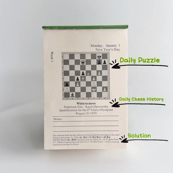 2024 Chess Calendar with Daily Puzzles and Chess History - Designed by IM Silas Esben Lund