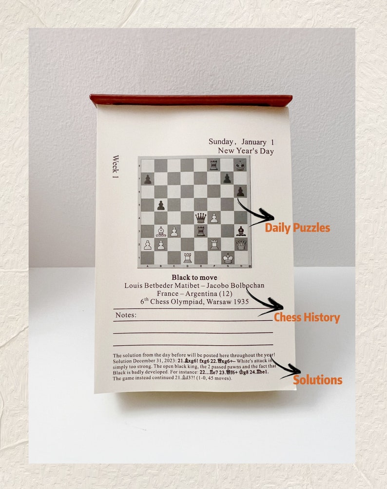 2023 Chess Calendar With Daily Puzzles Designed by IM Silas Etsy