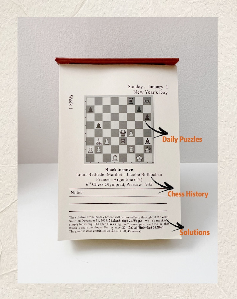 2023 Chess Calendar With Daily Puzzles Designed by IM Silas Etsy