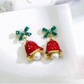 Christmas Bell Earrings, Pearl, Gemstone Holiday Gifts with gift box
