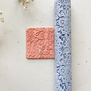 Polymer clay cutter cutter Polymer clay texture roller • Floral texture • Clay tool • Rolling pin