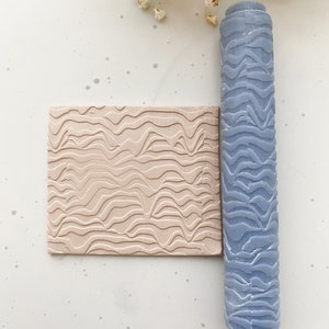 Polymer clay cutter cutter Polymer clay texture roller • Clay tool • Rolling pin • Wavy lines