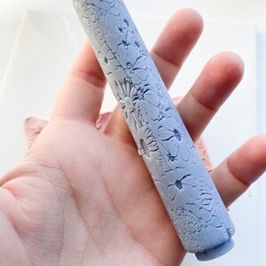 Polymer clay texture roller Floral clay texture Rolling pin for polymer clay Clay tool for polymer clay earrings Beautiful flowers image 5