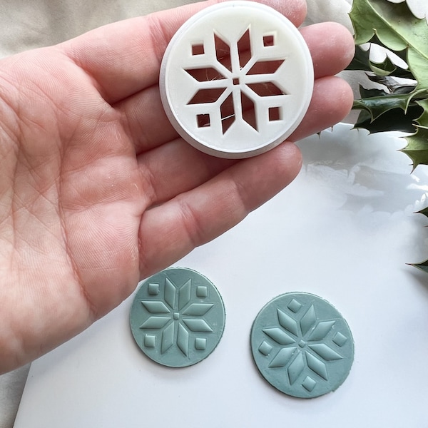 Polymer clay shape cutter • Christmas clay cutter  • Clay tool • Clay mould • Snowflake cutter • Embossed snowflake cutter