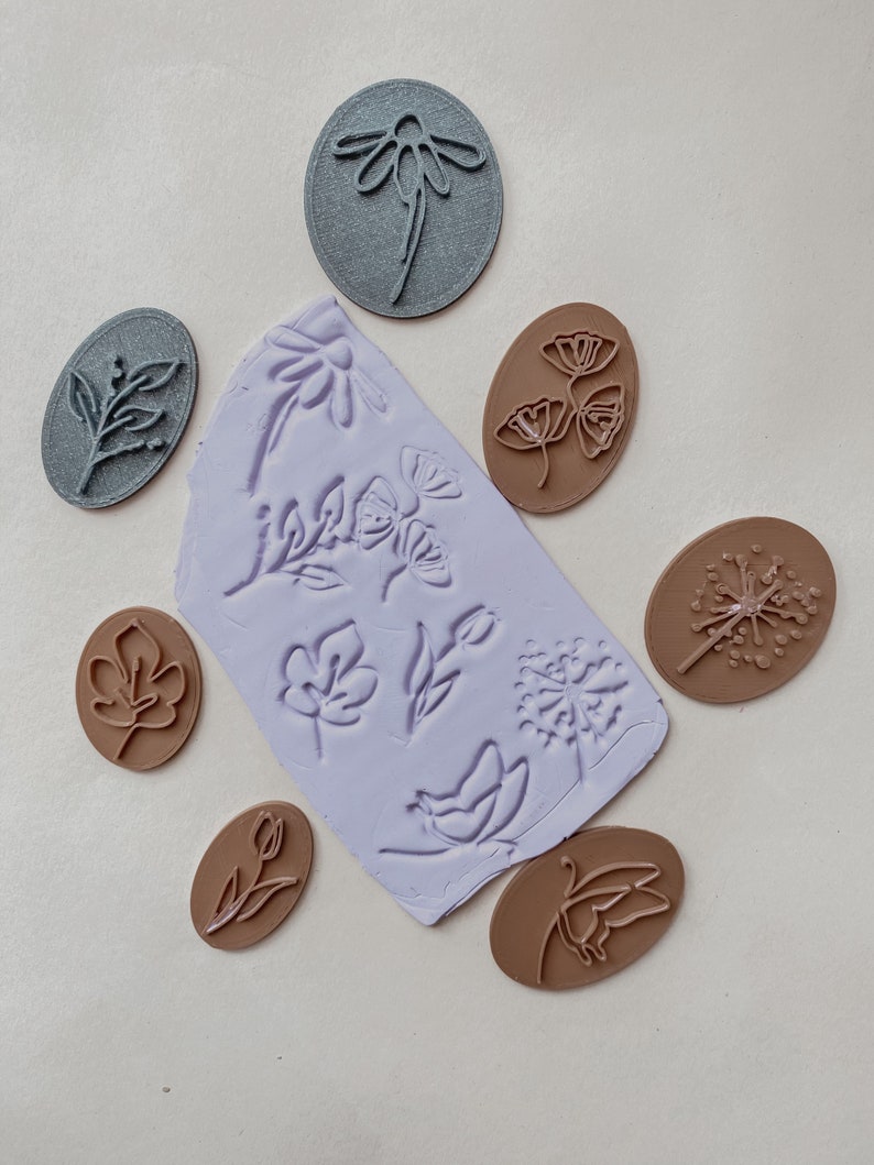 Polymer clay cutter cutter Tulip Flower Embossing stamp Botanical stamps Clay tool image 2