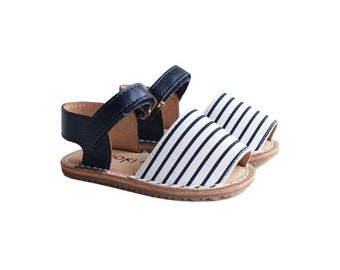 Baby Avarca Sandals - Navy Blue Stripes