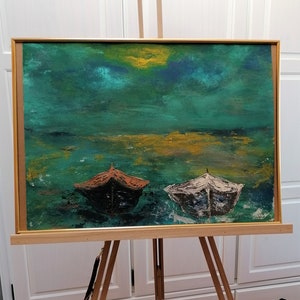 Acrylic picture, acrylic on paper, sea, sea, painting