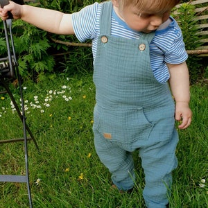 Dungarees made of organic muslin (GOTS) muslin trousers