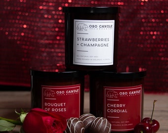Handmade Soy Wax Candle 8.5 oz Amber Glass Cherry Cordial