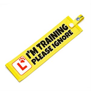 I'M TRAINING - Please Ignore - High Visibility Alert Sleeve for Nervous Anxious Dogs, Double Sided Durable Waterproof Slip-on