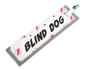 BLIND DOG Warning Sleeve for Dogs, Reflective Double Sided Slip-on for the Dog Lead. Personalised Dog Leash Sleeve