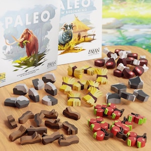 Paleo Upgrade Set and Expansion Upgrade Set 53 pcs - 12 Pork, 8 Berry, 12 Wood, 8 Stone, 8 Wheat, and 5 Obsidian Tokens