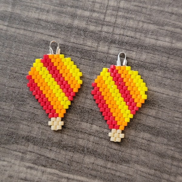 Beaded Red, Orange and Yellow Hot Air Balloon Earrings