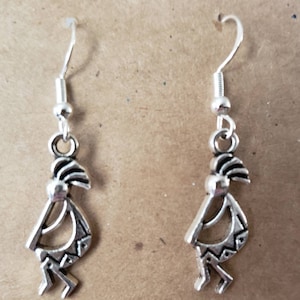 Kolczyki Kokopelli, haczyki ze srebra próby 925