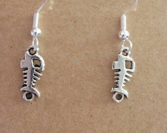 Sterling Silver Fish Skeleton Earrings