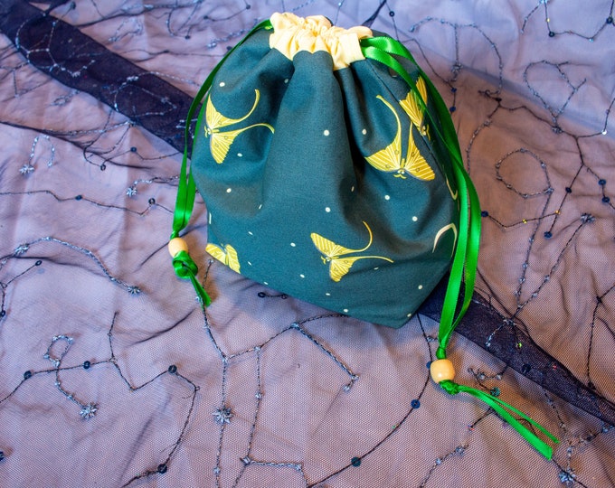 Moth D&D Dice Bag (Large) || Personalized, Reversible, Handmade
