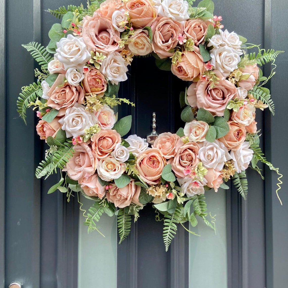 Large Blush floral Wreath Etsy