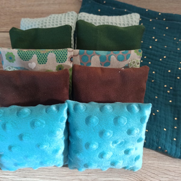 lot de 10 coussins sensoriels et leur pochette de rangement