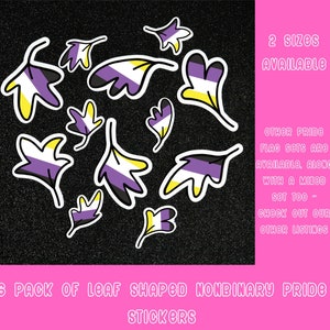 Nonbinary Pride Flag Stickers: Leaf-Shaped Vinyl Decals - 6 Pack