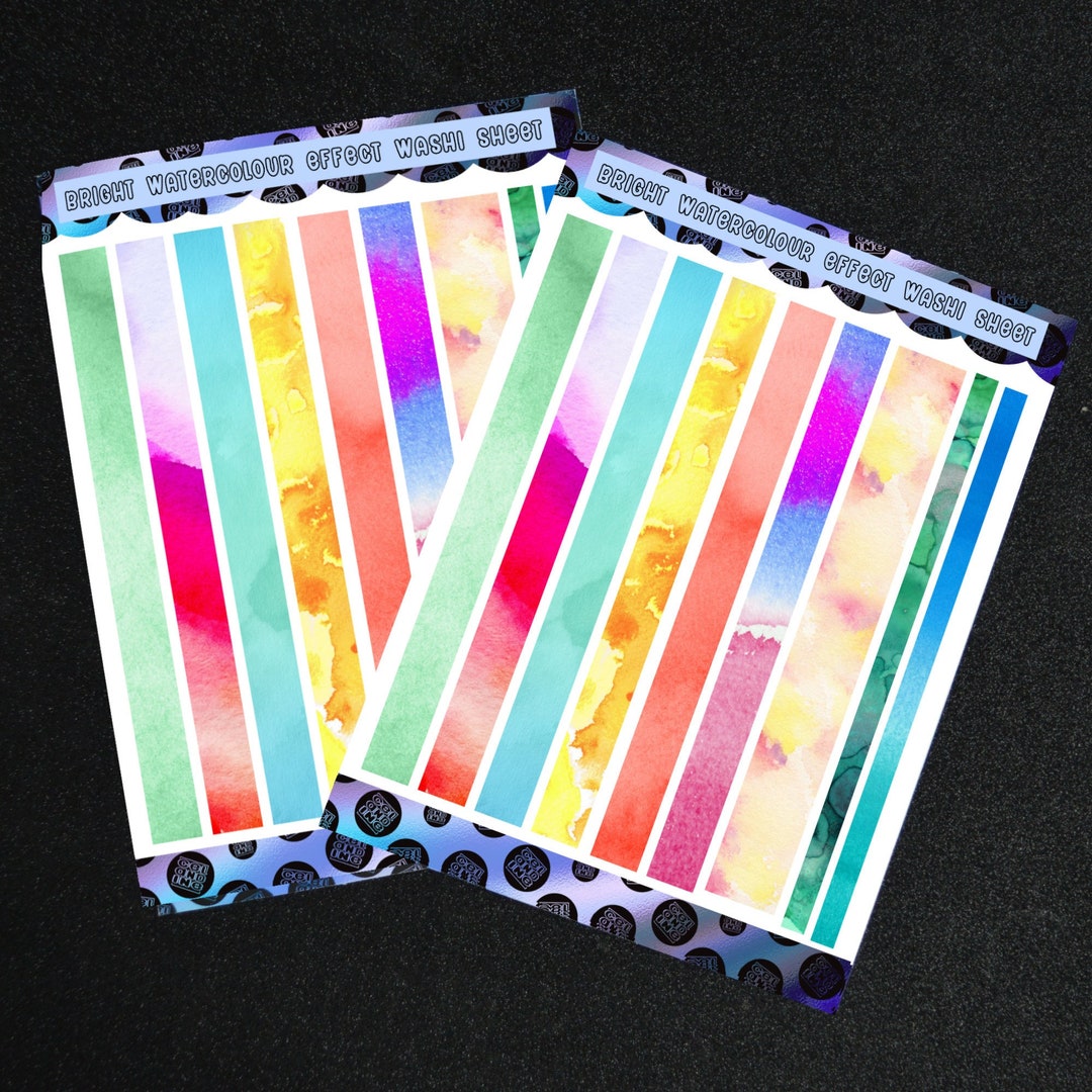Watercolor Washi Tape Strips: Matte Planner Stickers - Etsy