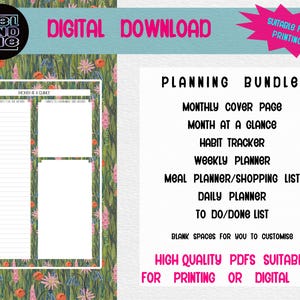 Ausdruckbarer Wiesen-Planer: Tages-, Wochen- und Monatsplaner (A4/A5 PDF Download)