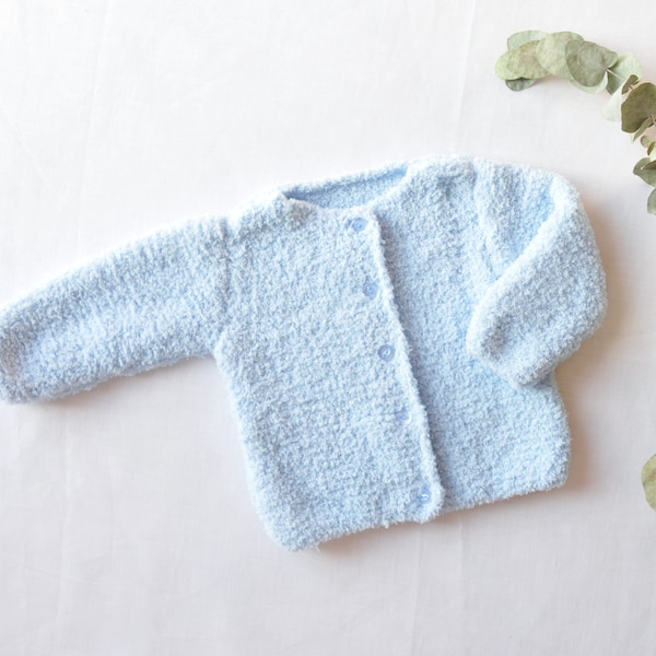 Gilet/paletot doux - de 0 à 1an/12mois - tricoté main en France - cadeau naissance - vêtement bébé