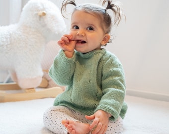 Pull ajouré - bébé 12 mois - tricoté main en France