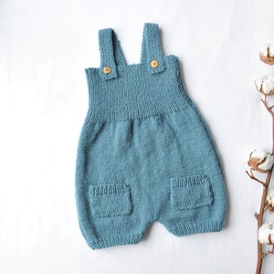 Hosenträgeranzug, Rumpfhose 0 Geburt bis 18 Monate Handgestrickte in Frankreich Geburtsgeschenk Babykleidung Bild 1