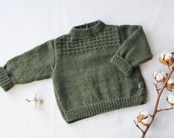 High-necked sweater - from 1 to 4 years old - hand-knitted in France - baby child clothing